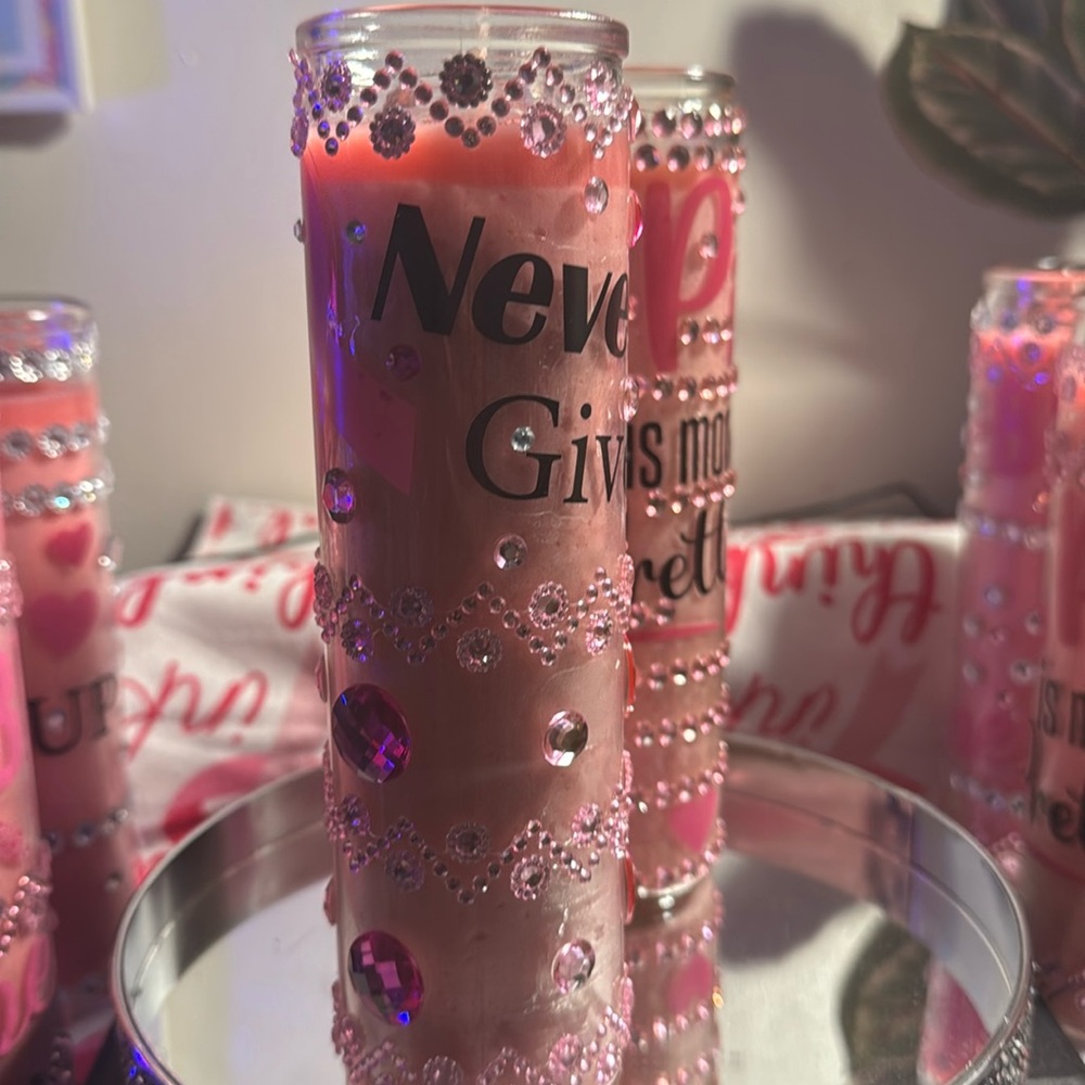BREAST CANCER AWARENESS BLINGED OUT CANDLES TO REMEMBER OUR LOVED ONES💗🎀🎗️ 🥊 - Picture 7 of 11
